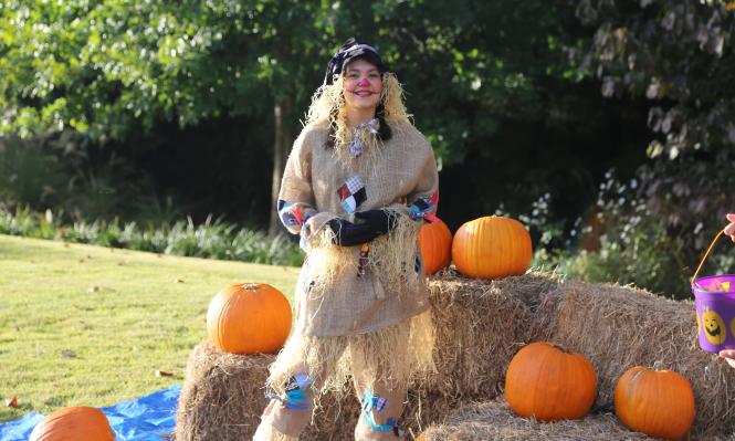 A person dressed as a scarecrow at Spooky Springs