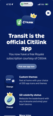 Citlink Royale access in Transit app