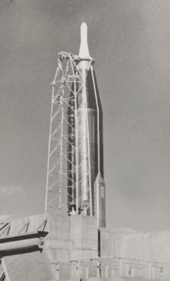 Picture of an Atlas missile in the "missile cradle"