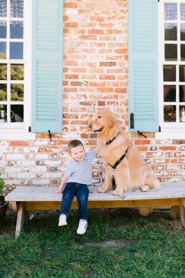 dog and child at mobjacks bench