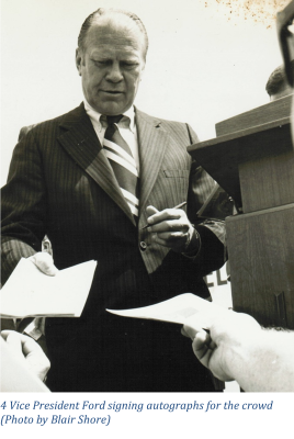 Vice President Ford signing autographs for the crowd (Photo by Blair Shore)