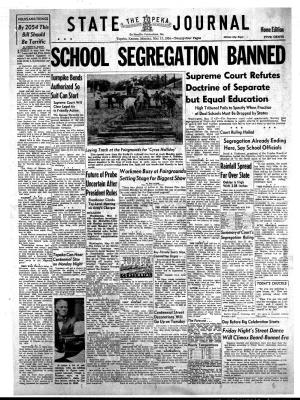 Front page of the Topeka State Journal on May 17, 1954