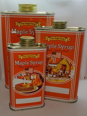 Sechler Sugar Shack offers maple syrup in containers made of metal, glass and plastic.