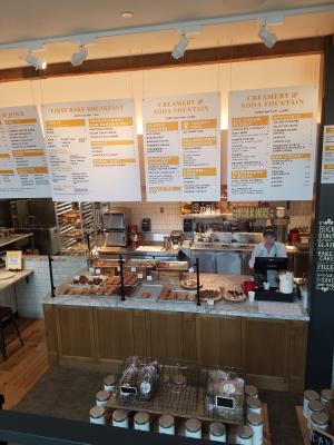 Founding Farmers First Bake Cafe, located on the first floor of the restaurant, features fresh-baked donuts and artisan coffee.