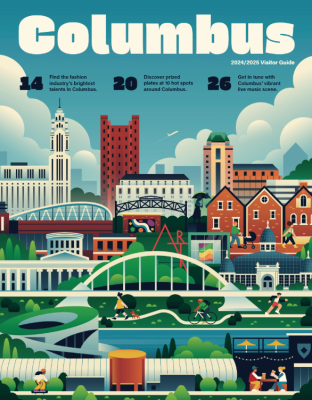 2024/2025 Columbus Visitor Guide cover, showcasing an illustration of Columbus attractions