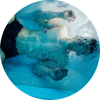 Man doing cold plunge