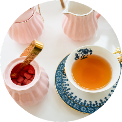 Cup of tea and tea set