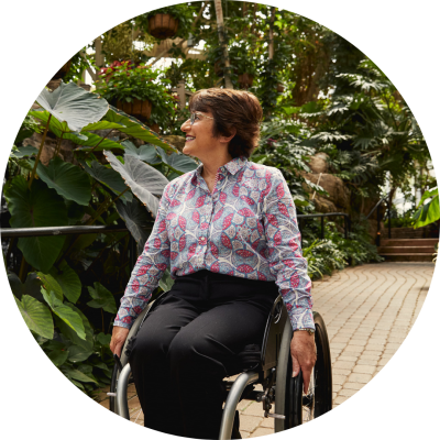 Woman in wheelchair at Franklin Park Conservatory and Botanical Gardens
