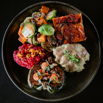 Vital Root's Thanksgiving plate in Denver, Colorado