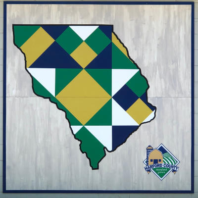 Barn Quilt with Blue, Green and Yellow