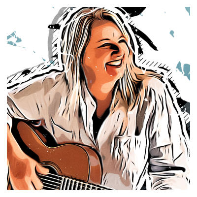 An illustrated portrait of the award-winning songwriter and business woman Liz Rose.