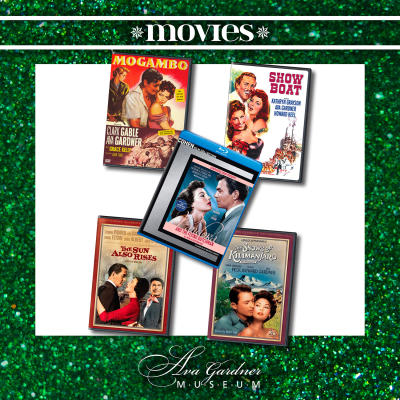 Graphic with several Ava Gardner DVDs