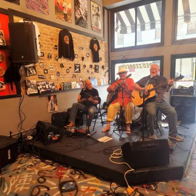 Music group performs live inside Red Zeppelin Records
