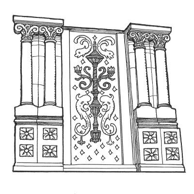 Rawlins Building’s Mesker facade. Illustration by Rick Geary.