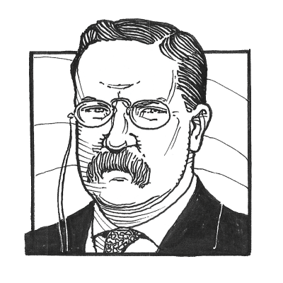 Illustration of Teddy Roosevelt by Rick Geary.