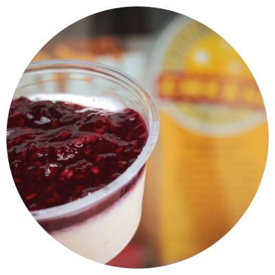 Brie ice cream with berry compote