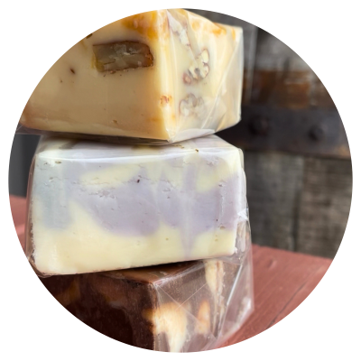 A stack of fresh cheesecake fudge
