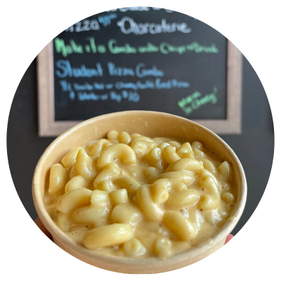 A cup of creamy mac and cheese