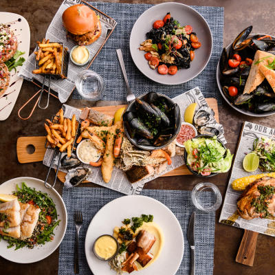 A spread of delicious food at Bluewater | Bar | Bistro | Functions