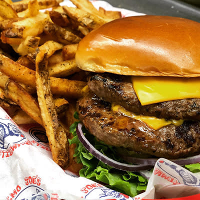 A cheeseburger and fries from Eskimo Joe's in Stillwater, OK