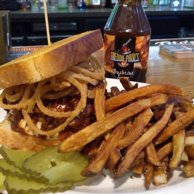 A burger, fries and a beer from Freddie Paul's in Stillwater, OK