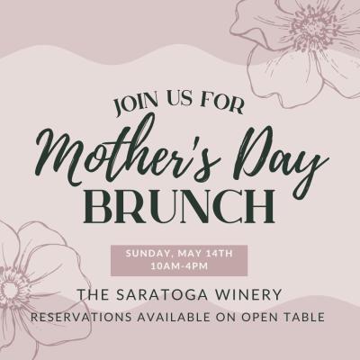 Pink printed copy of Saratoga Winery Mother's Day menu page 1