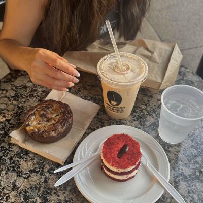 coffee and pastries at a table