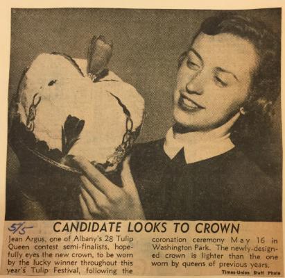 Albany Institute: The Tulip Queen’s Crown Newspaper Clipping