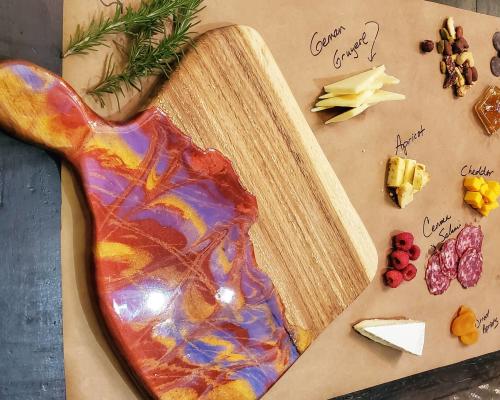 Charcuterie board with meats and cheese from Catalyst Creative Arts