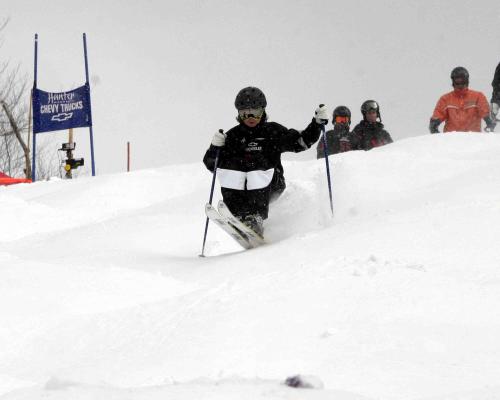 Olympic skier Dylan Walczyk riding down the slopes