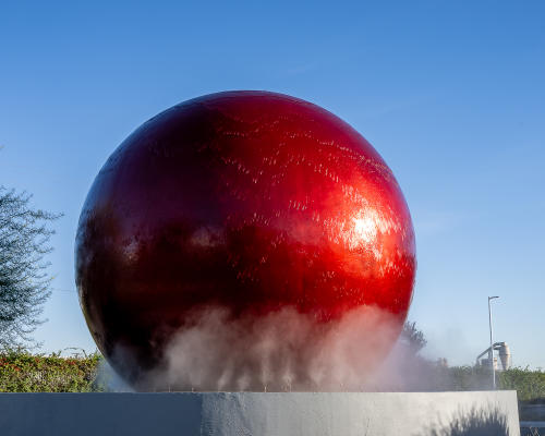 Fountain in front of Planet 13 dispensary