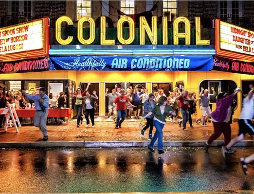 people running out from building