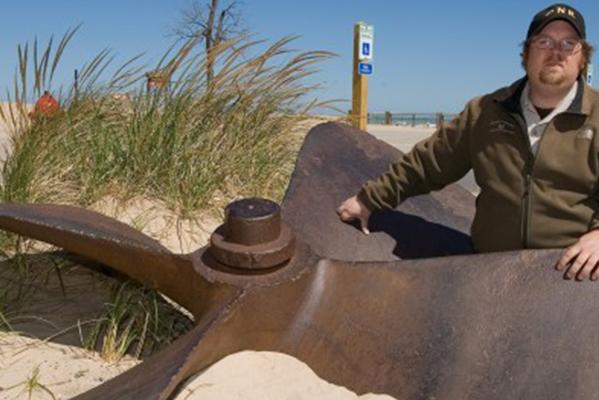 Shipwrecked in Lake Michigan - JD Marshall propeller - NWI Times photo