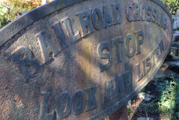 Morris Arboretum Garden Railway Crossing Sign