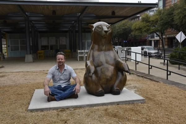 Photo of artist Joshua Tobey with Meditation