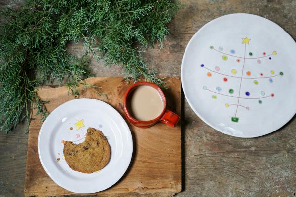 R. Wood holiday plate and cookies