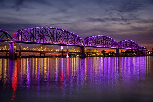 Louisville Skyline Over the Ohio River - Square Format Kids T