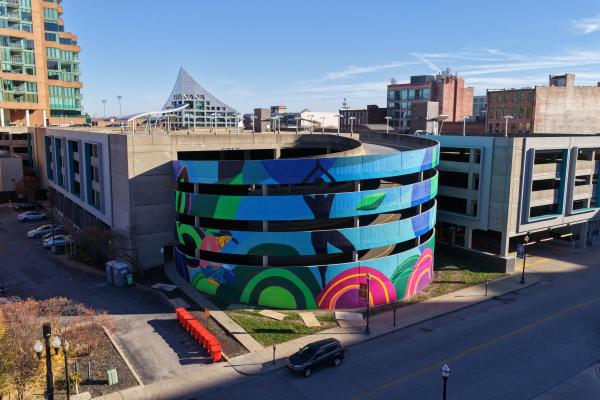 Parking garage art in Louisville, Kentucky by Jaylin Monet' Stewart