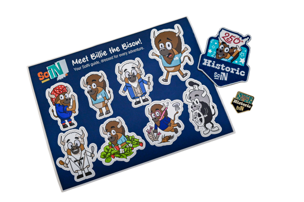 Historic SoIN Prizes sticker sheet, patch and pin
