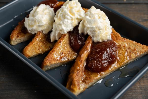 French Toast with apple butter and whipped cream from Fistful Restaurant.