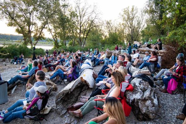Crowd watching the annual Rock the Rocks concert at the Falls of the Ohio State Park.