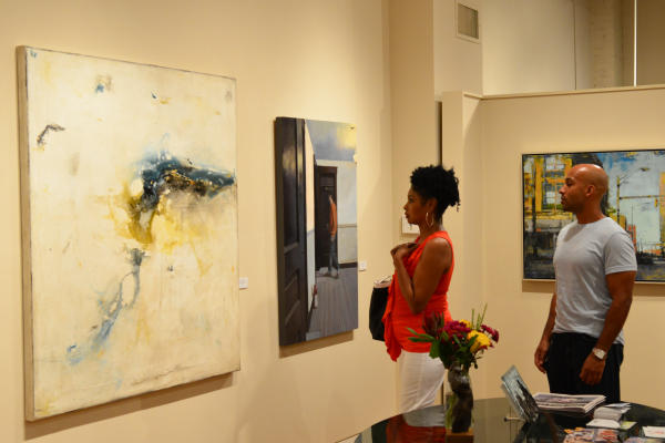 Guests viewing artwork during Short North Gallery Hop
