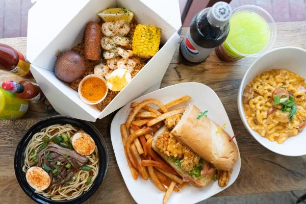 Creole 2 Geaux food on a table