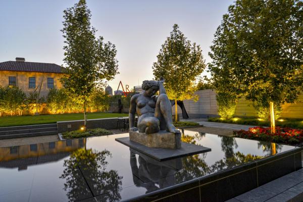 CMA Sculpture Garden at dusk.