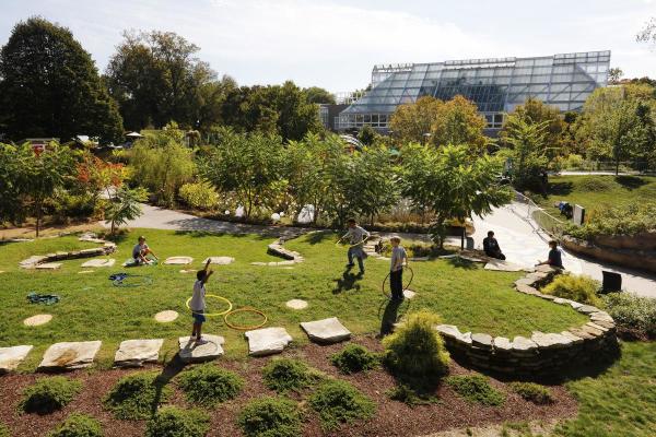 Aerial view of the Children's Garden at Franklin Park Conservatory