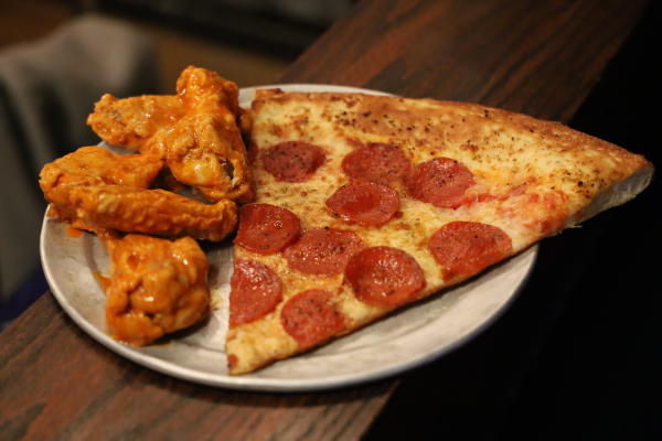 Pizza and wings from Mikey's Late Night Slice