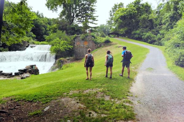 Keuka Outlet Trail Hikers Waterfall Seneca Mills Falls