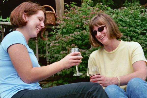 ladies enjoying wine outside 0