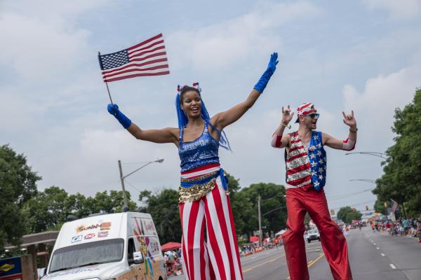 Independence Day stilt walkers in the 4th of July Parade