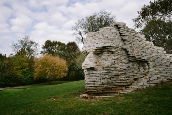 Leatherlips public art installation in the fall